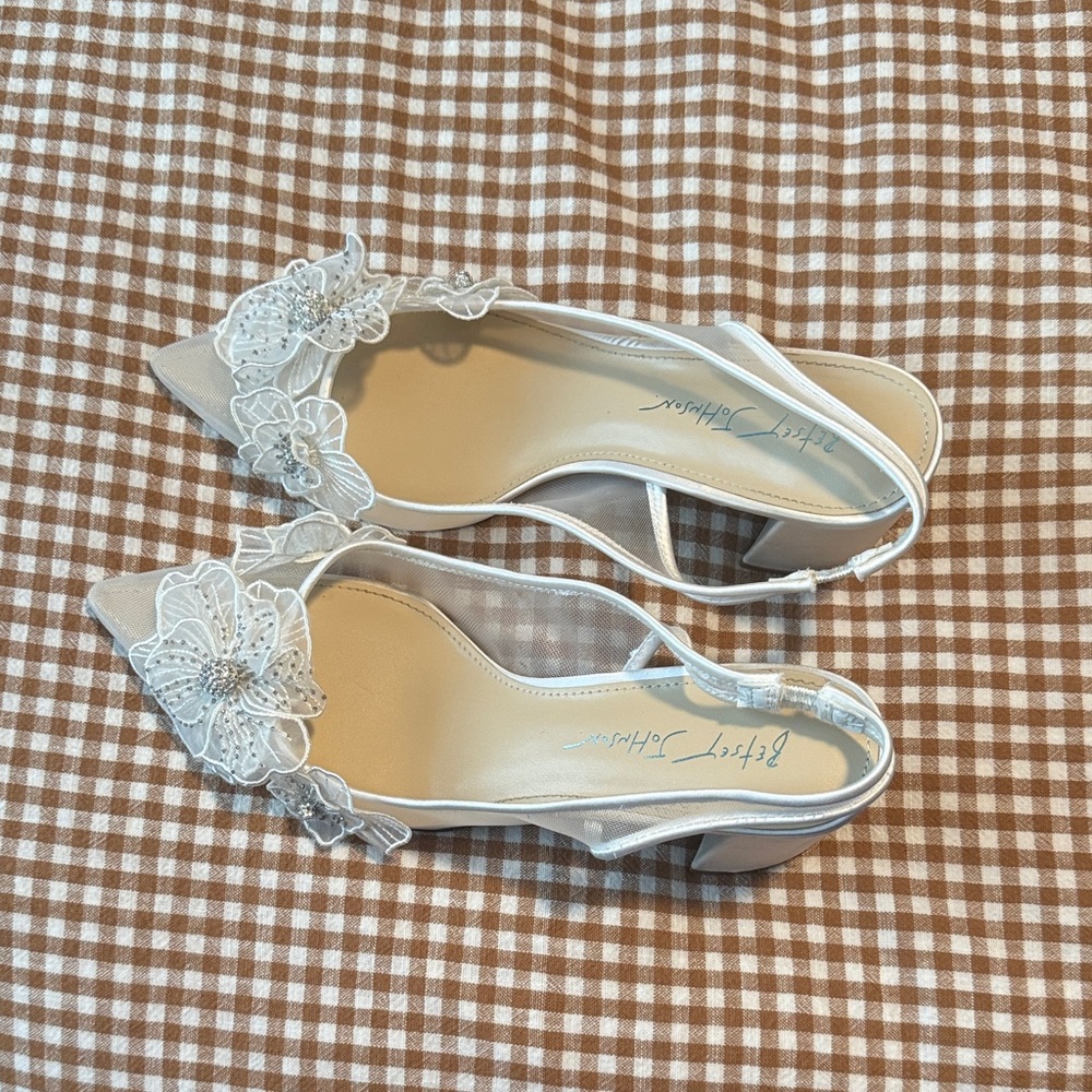 Betsey Johnson Slingback Heels with Floral Embellishments